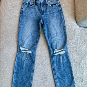 PAIGE Ankle Straig Blue Distressed Women's Jeans